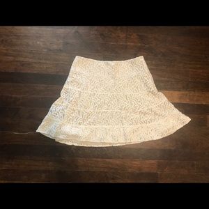 Cream Lace Mini Skirt